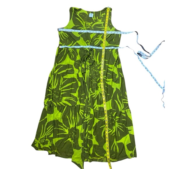 CAbi 5953 Tie Front Dress V-Neck Sleeveless Green Palm Tropical Floral Sz Large - Picture 17 of 17